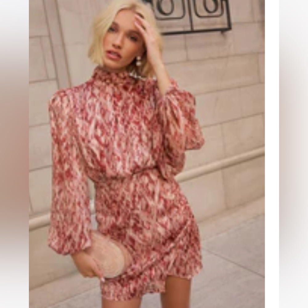 Vici Pink and Red Ruffled Wrap Dress